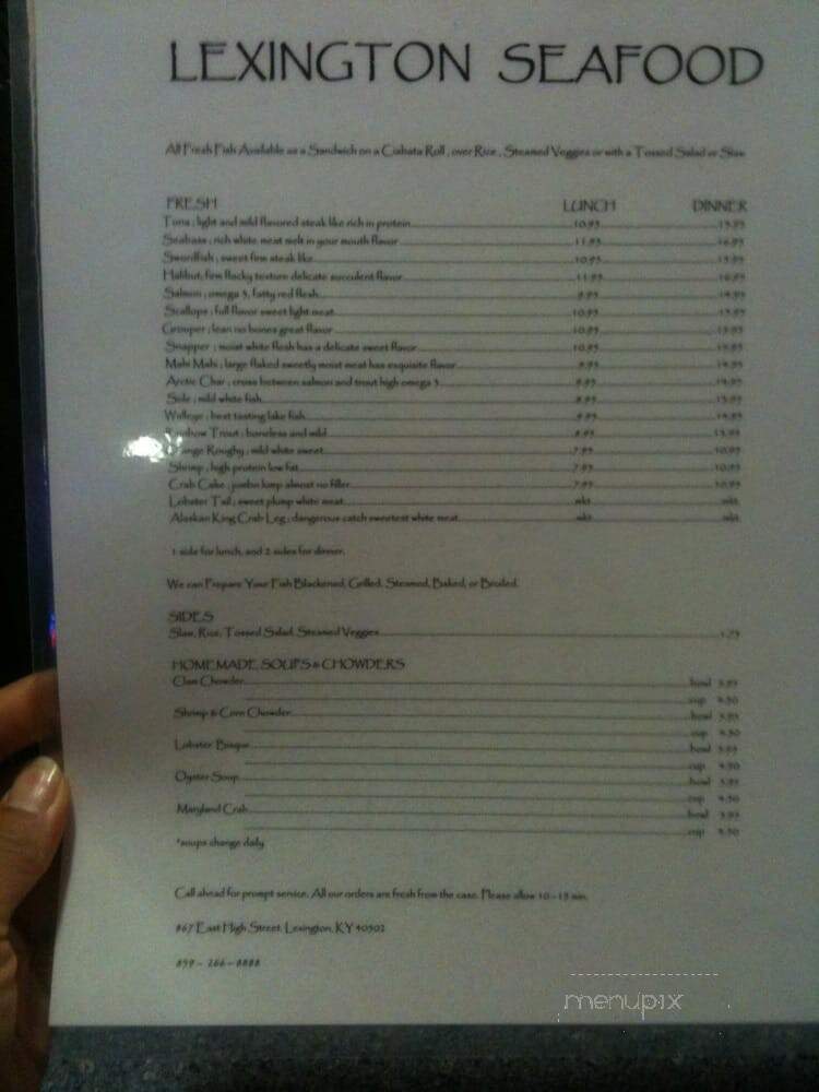 Lexington Seafood Company - Lexington, KY menu_pic
