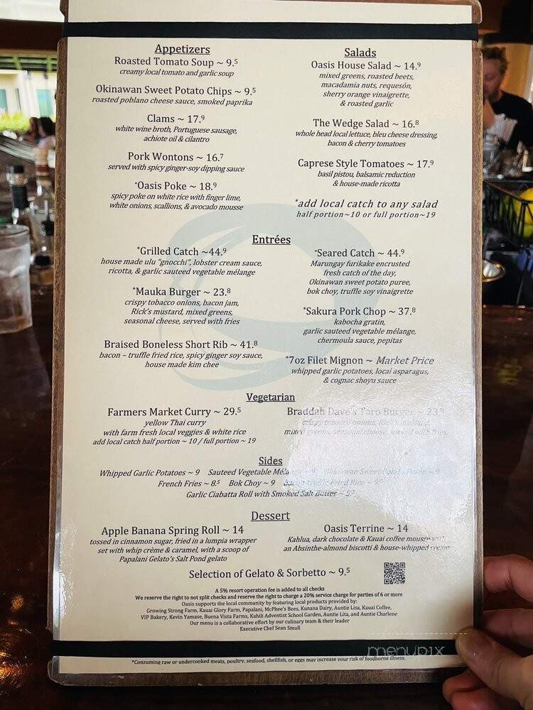 Oasis on the beach - Kapaa, HI menu_pic