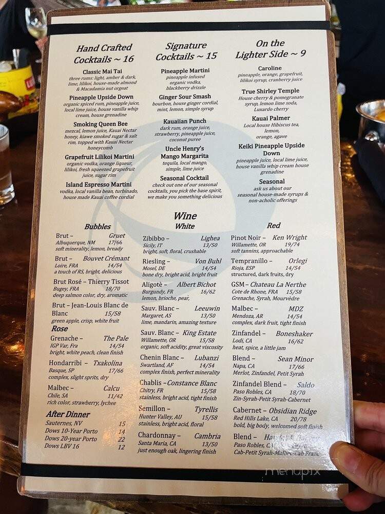 Oasis on the beach - Kapaa, HI menu_pic
