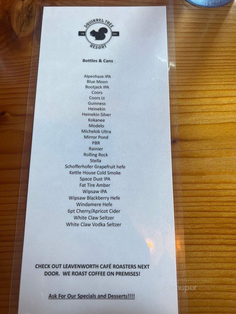 Squirrel Tree Resort LLC - Leavenworth, WA menu_pic