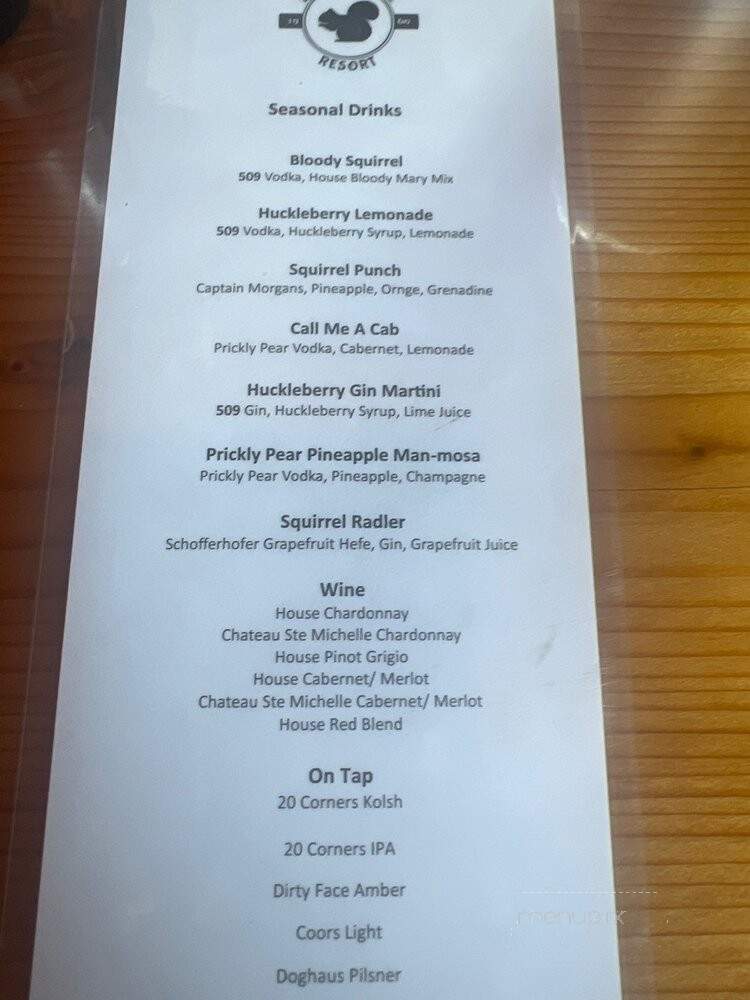 Squirrel Tree Resort LLC - Leavenworth, WA menu_pic