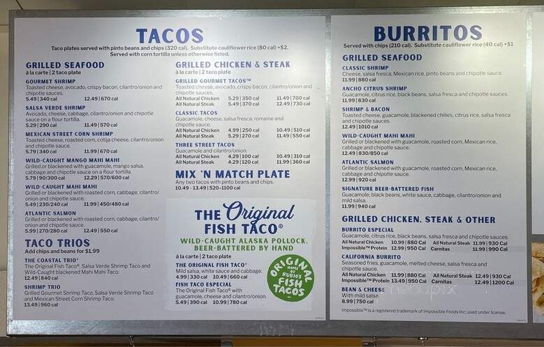 Rubio's - Brea, CA menu_pic