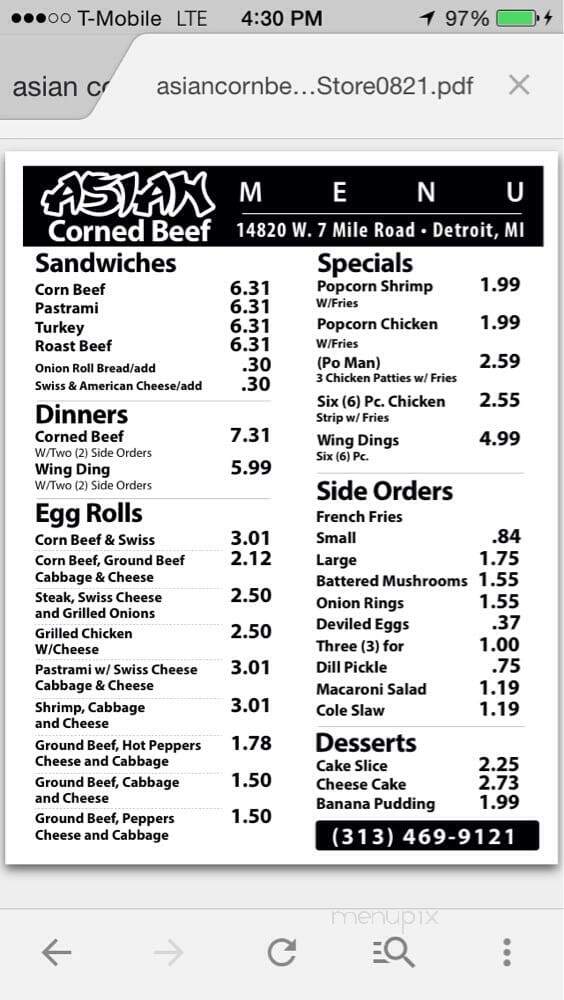 Asian Corned Beef - Detroit, MI menu_pic