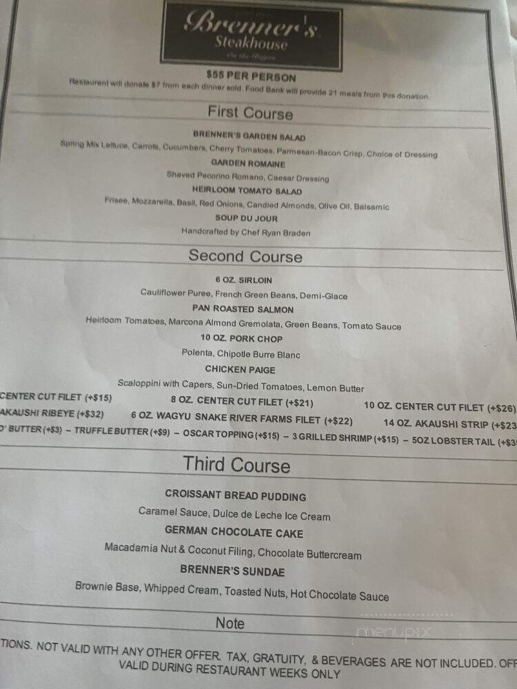 Brenner's Steakhouse - Houston, TX menu_pic
