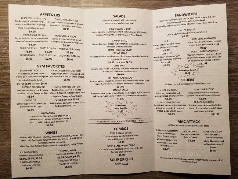 Gym Grill and Bar - Queen Creek, AZ menu_pic
