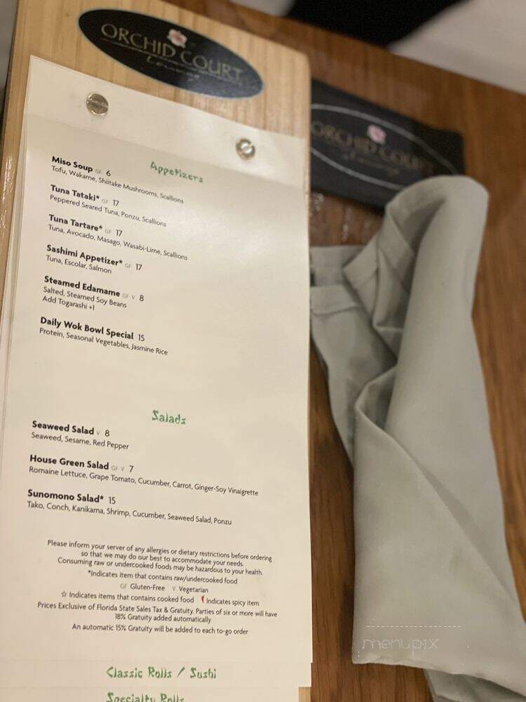 Orchid Court Sushi Bar - Orlando, FL menu_pic