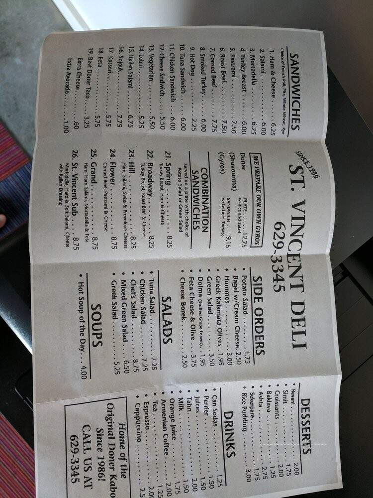 St. Vincent Coffee Shop - Los Angeles, CA menu_pic