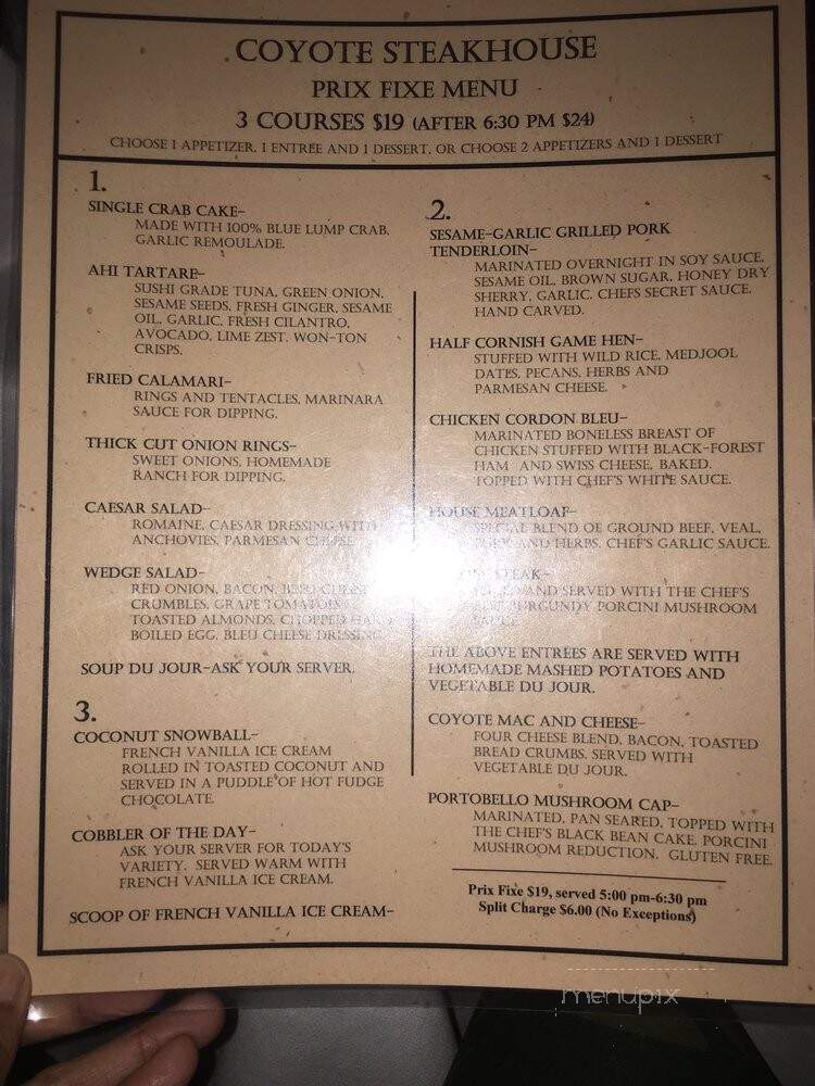 Krazy Coyote - Borrego Springs, CA menu_pic