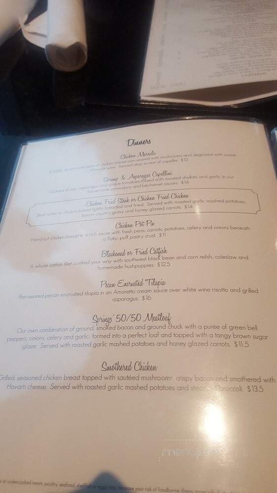 Artesian Restaurant - Sulphur, OK menu_pic