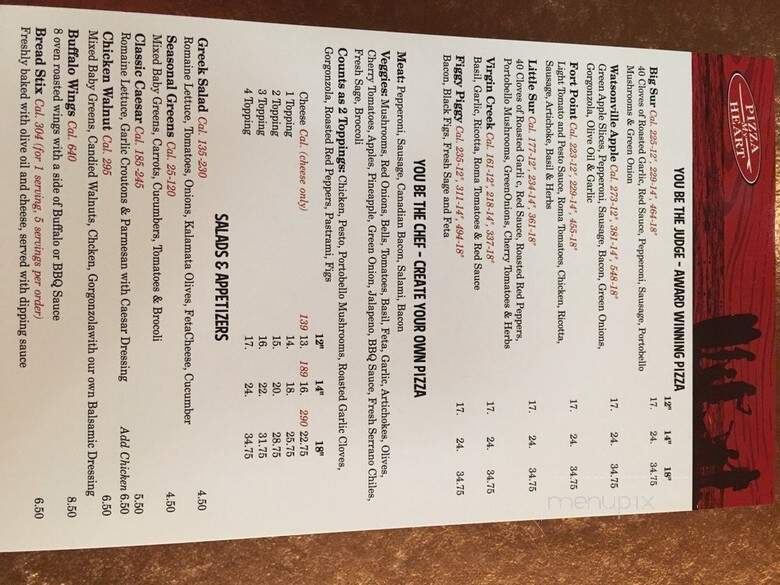 Pizza My Heart - San Jose, CA menu_pic