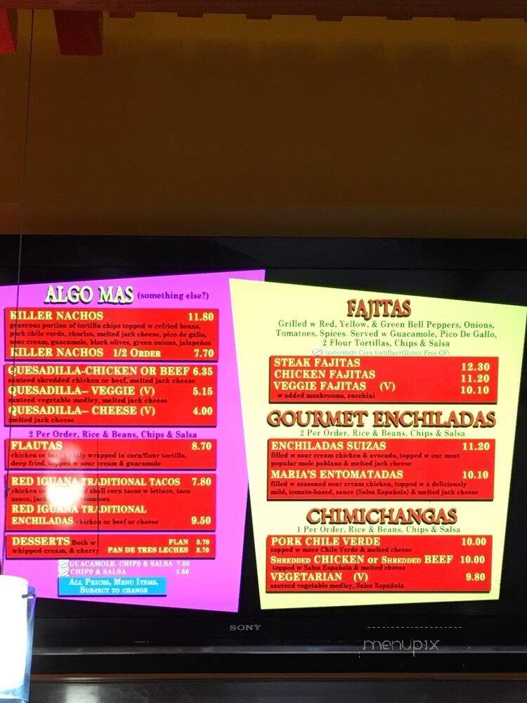 The taste of red iguana - Salt Lake City, UT menu_pic