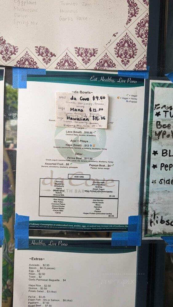 Diamond Head Cove Health Bar - Honolulu, HI menu_pic