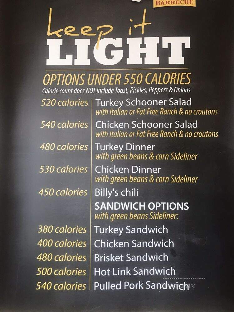 Billy Sims BBQ - Tulsa, OK menu_pic