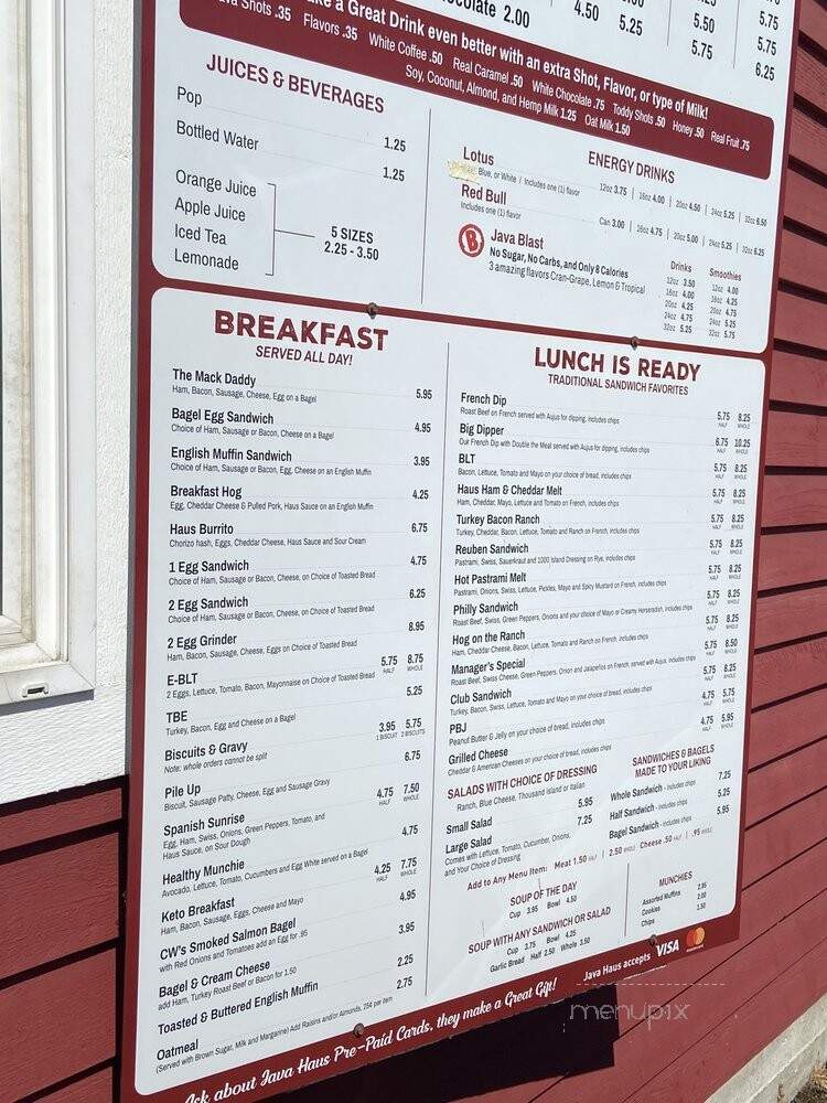 Java Haus - Snohomish, WA menu_pic
