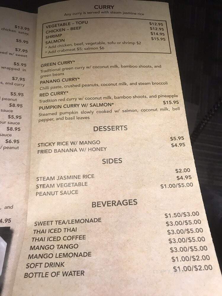 Thai Orchid's Kitchen restaurant - Washington, DC menu_pic