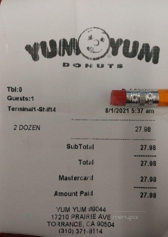 Yum Yum Donuts - Torrance, CA menu_pic