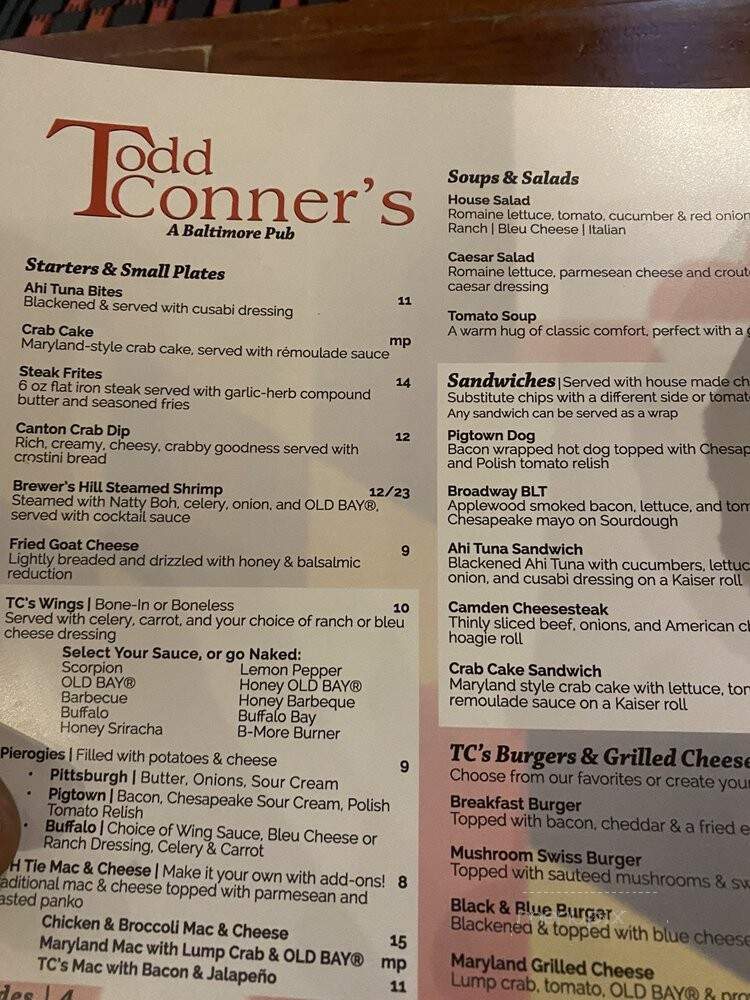 Todd Conner's - Baltimore, MD menu_pic