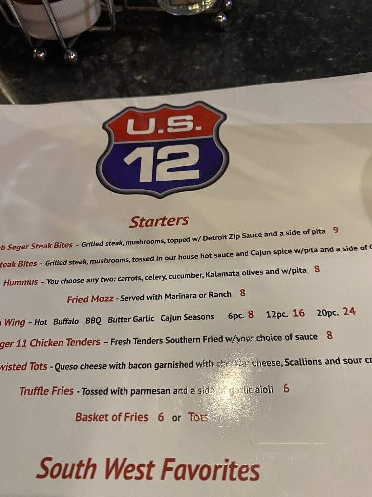 U.S. 12 Bar & Grill - Wayne, MI menu_pic