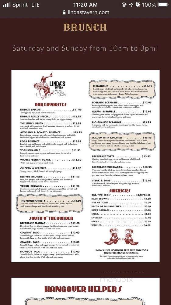 Linda's Tavern - Seattle, WA menu_pic