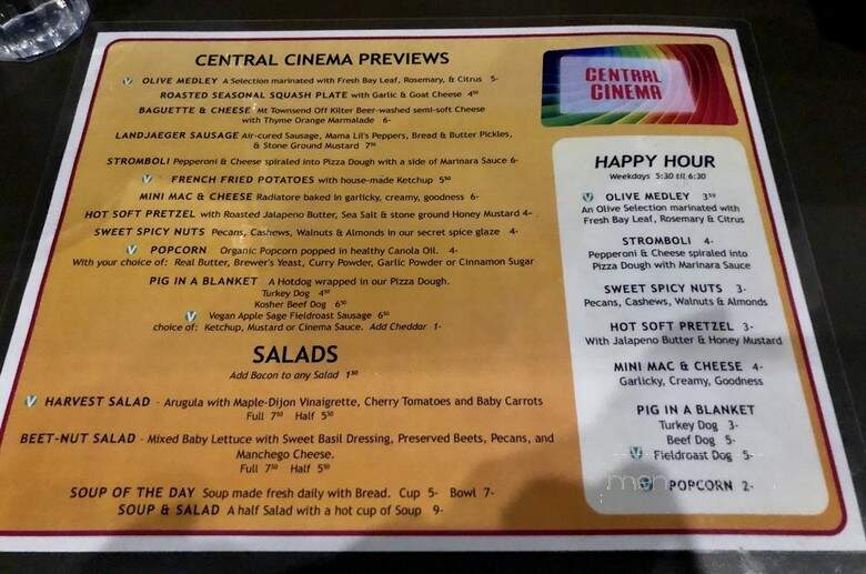 Central Cinema - Seattle, WA menu_pic