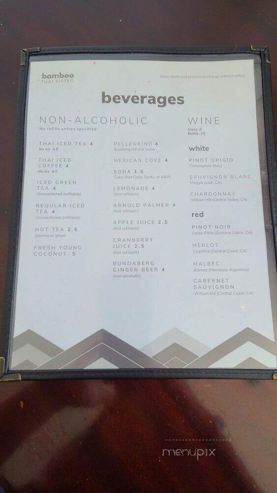 Bamboo Thai Bistro - Redondo Beach, CA menu_pic