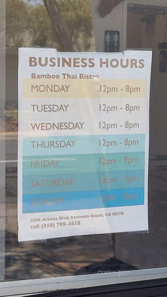 Bamboo Thai Bistro - Redondo Beach, CA menu_pic