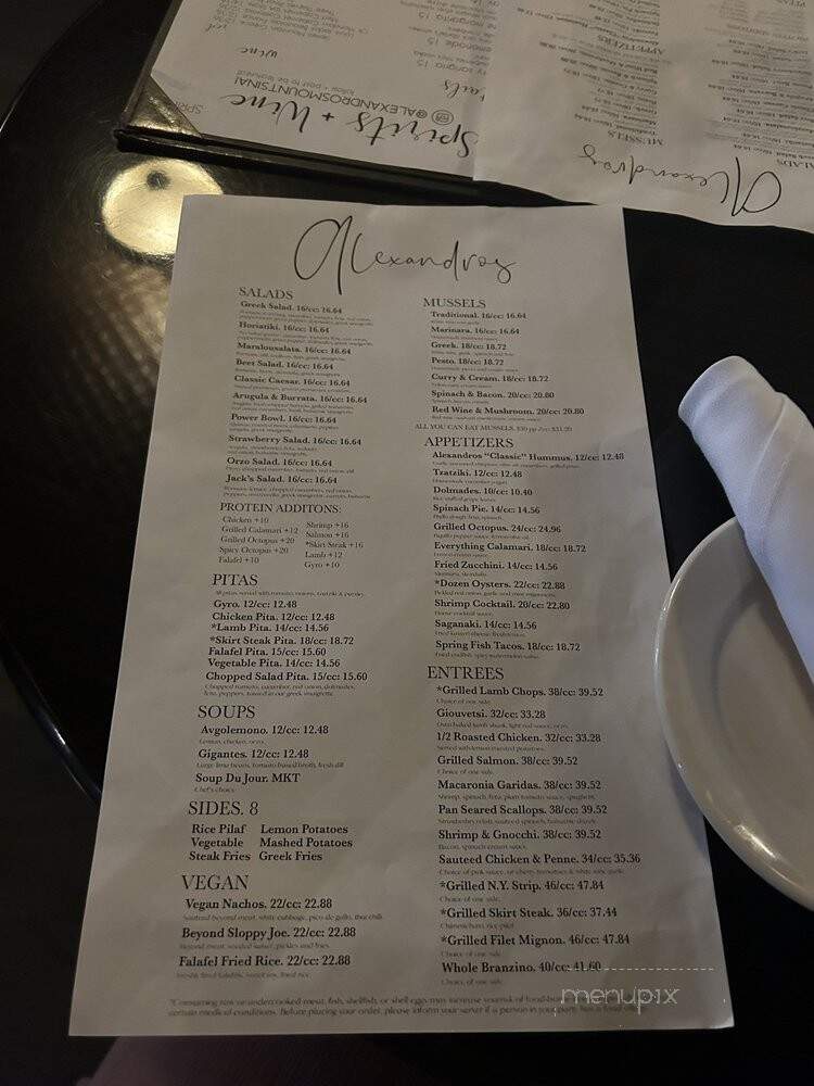 Alexandros - Mount Sinai, NY menu_pic