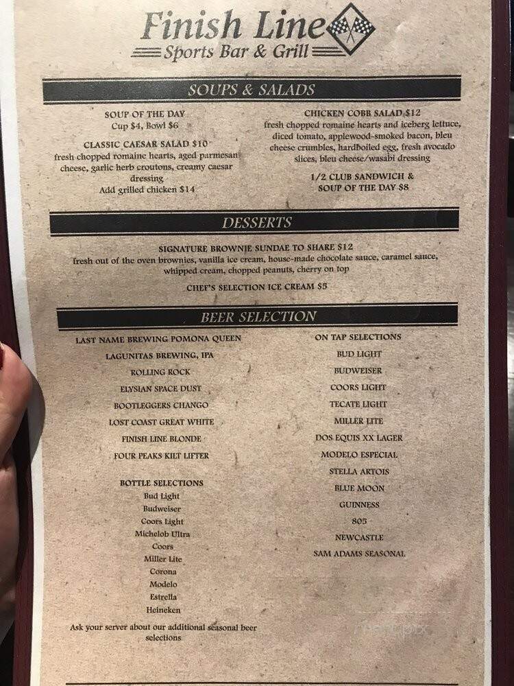 Finish Line Sports Grill - Pomona, CA menu_pic