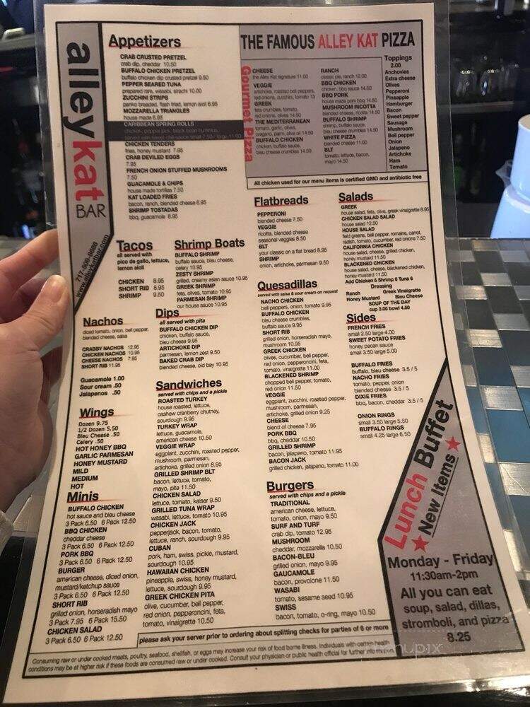 Alley Kat - Lancaster, PA menu_pic