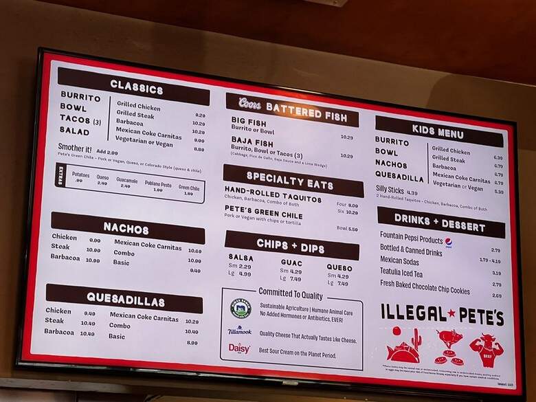 Illegal Pete's - Denver, CO menu_pic