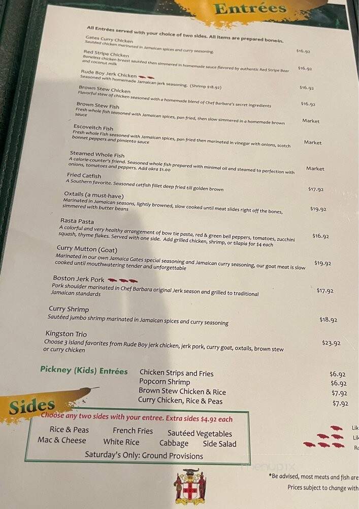 Jamaica Gates Caribbean Cuisine - Arlington, TX menu_pic