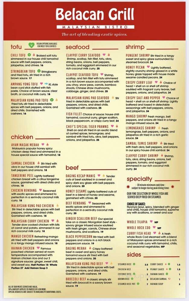 Belacan Grill - Tustin, CA menu_pic