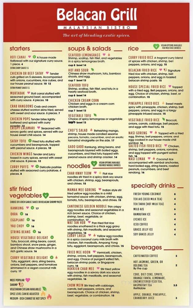 Belacan Grill - Tustin, CA menu_pic