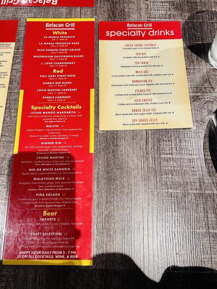Belacan Grill - Tustin, CA menu_pic