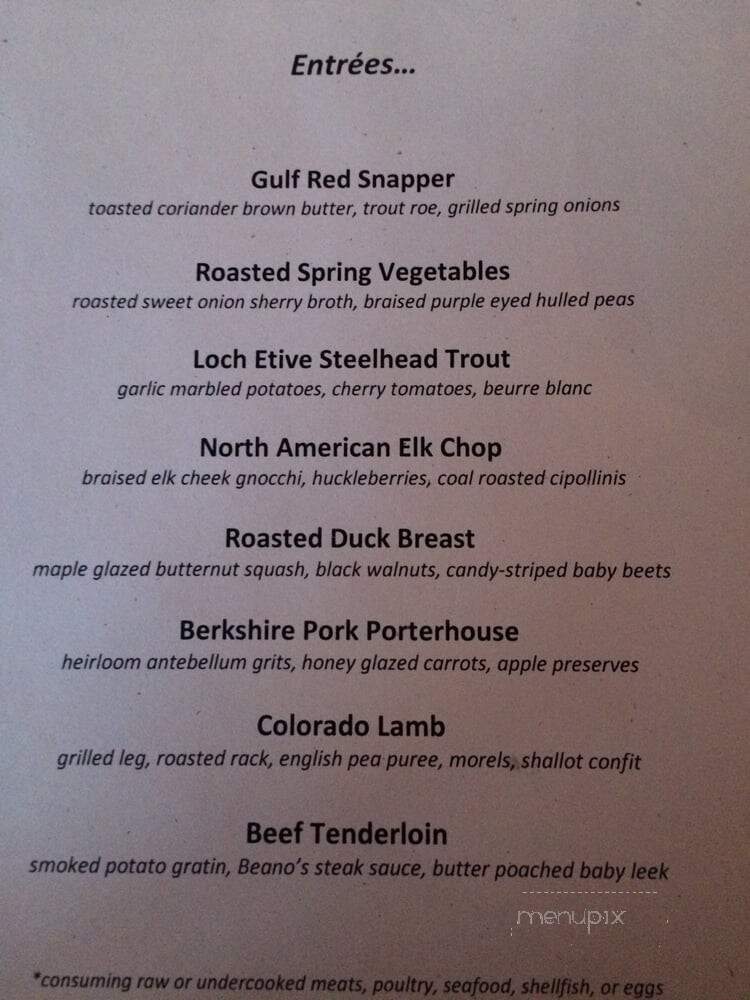 Beanos Cabin - Avon, CO menu_pic