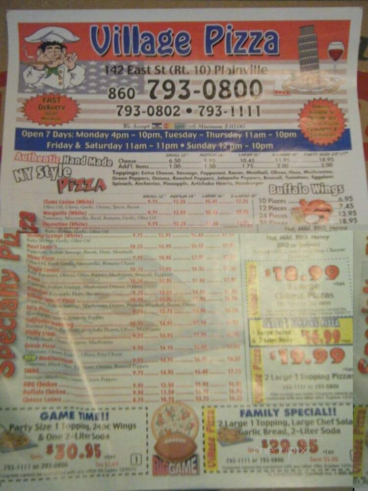 Village Pizza - Plainville, CT menu_pic