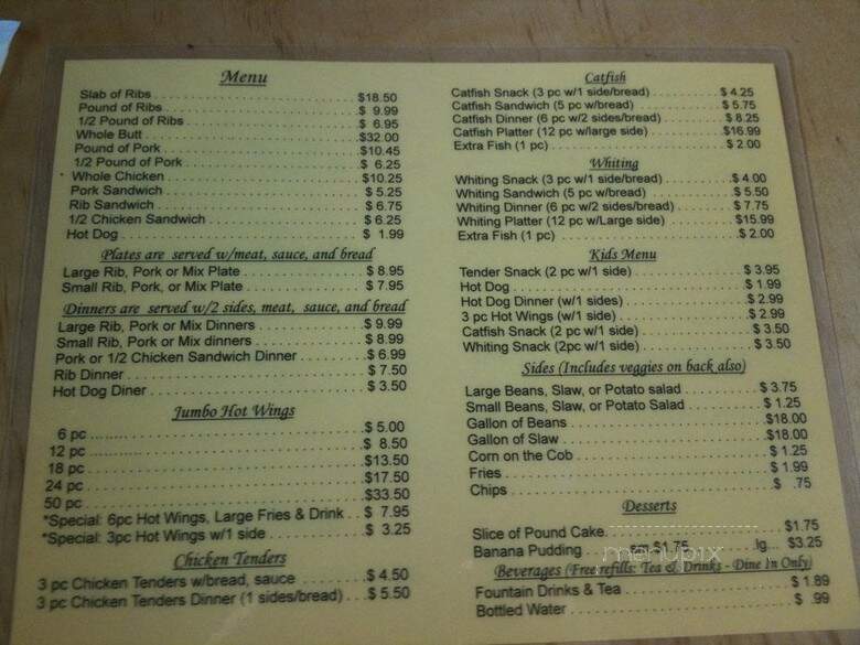 Archibald And Woodrow's Barbecue - Tuscaloosa, AL menu_pic