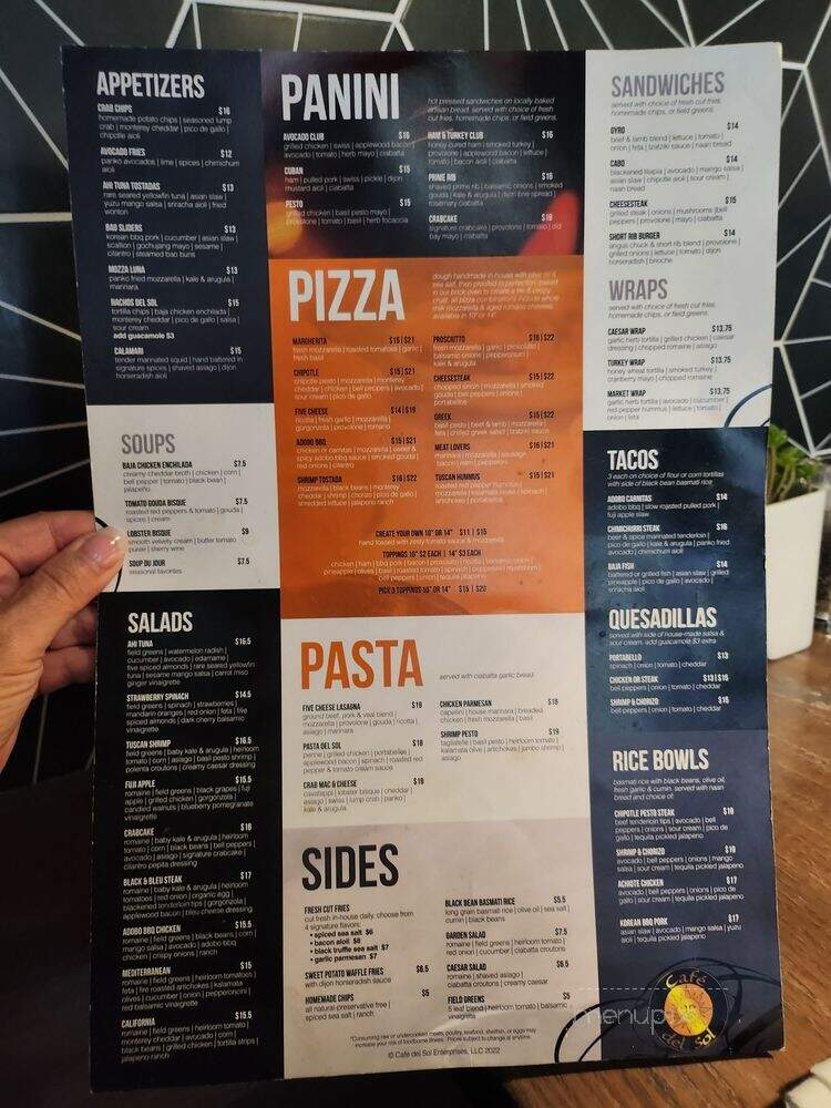 Cafe Del Sol - Hagerstown, MD menu_pic