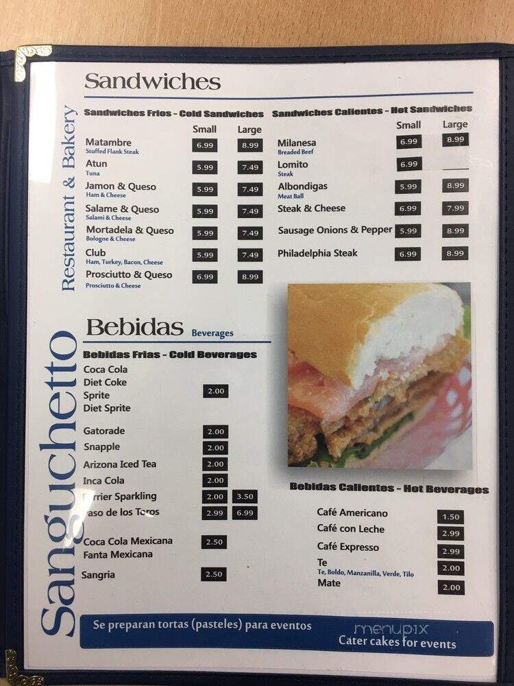 El Sanguchetto Bakery - Paramount, CA menu_pic