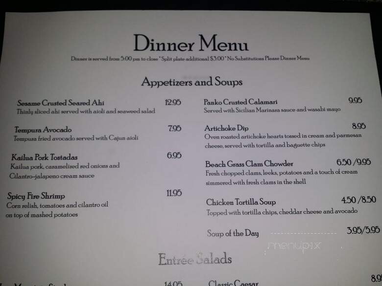 Beach Grass Cafe - Poway, CA menu_pic