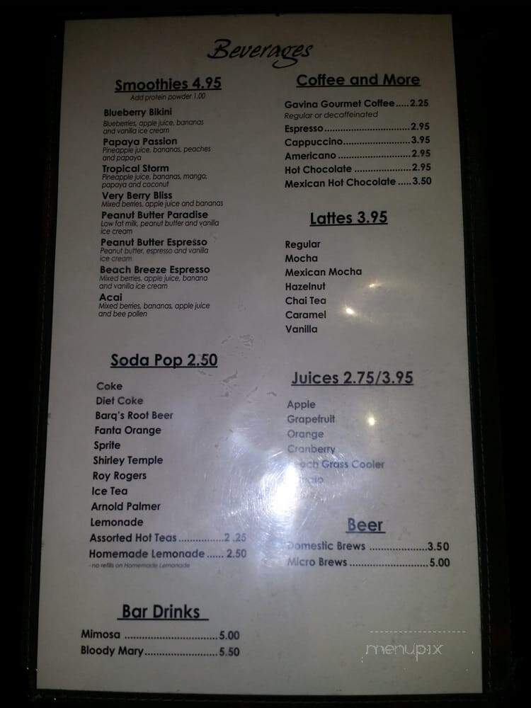 Beach Grass Cafe - Poway, CA menu_pic