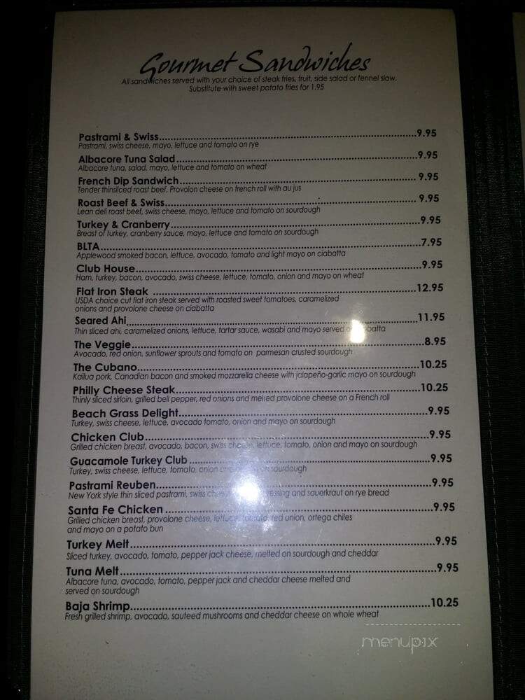 Beach Grass Cafe - Poway, CA menu_pic