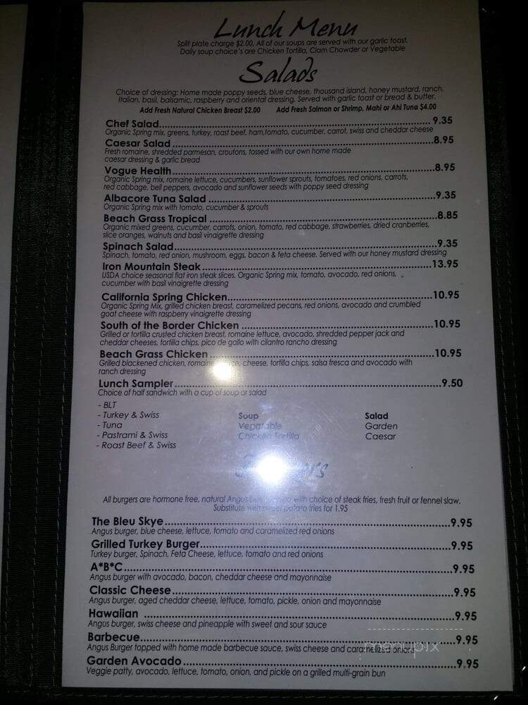 Beach Grass Cafe - Poway, CA menu_pic
