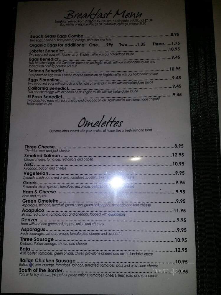 Beach Grass Cafe - Poway, CA menu_pic