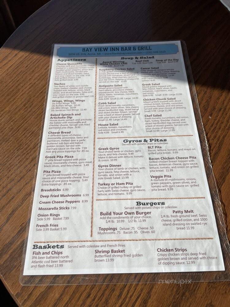 Bay Veiw - Traverse City, MI menu_pic