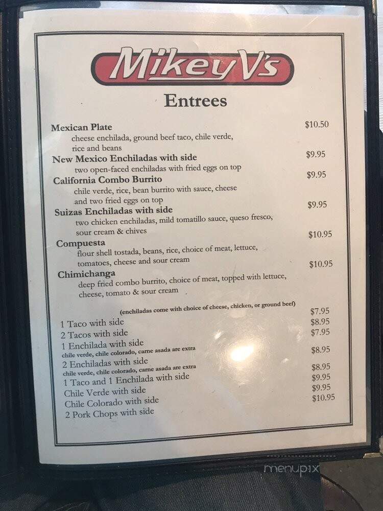 Mikey V's - Tulare, CA menu_pic