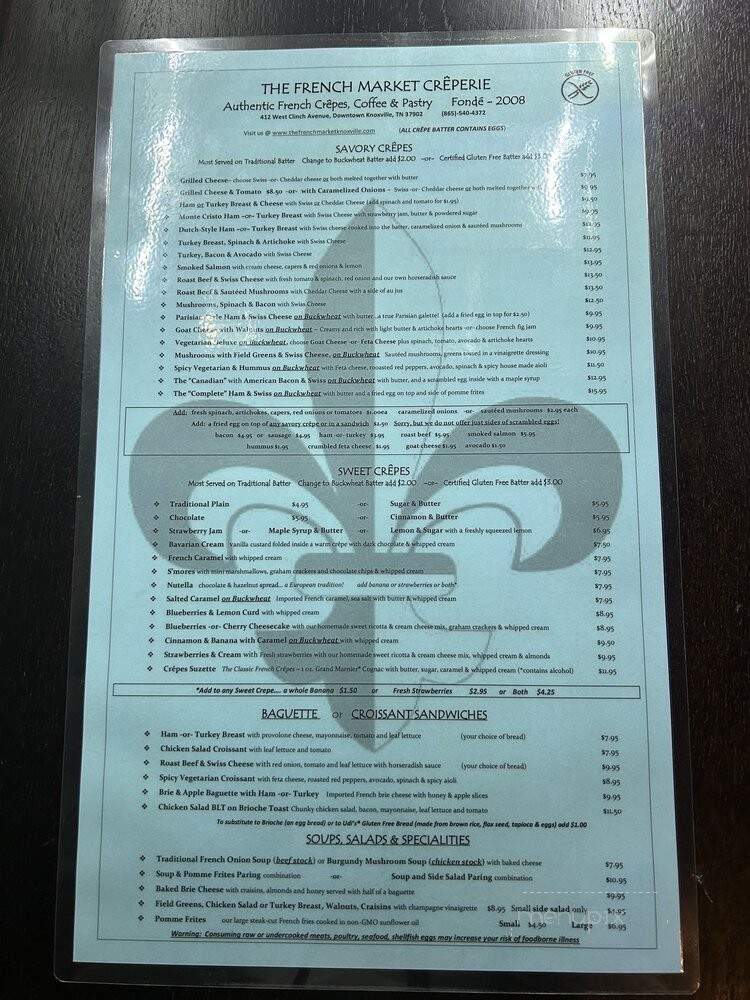 The French Market Creperie - Knoxville, TN menu_pic