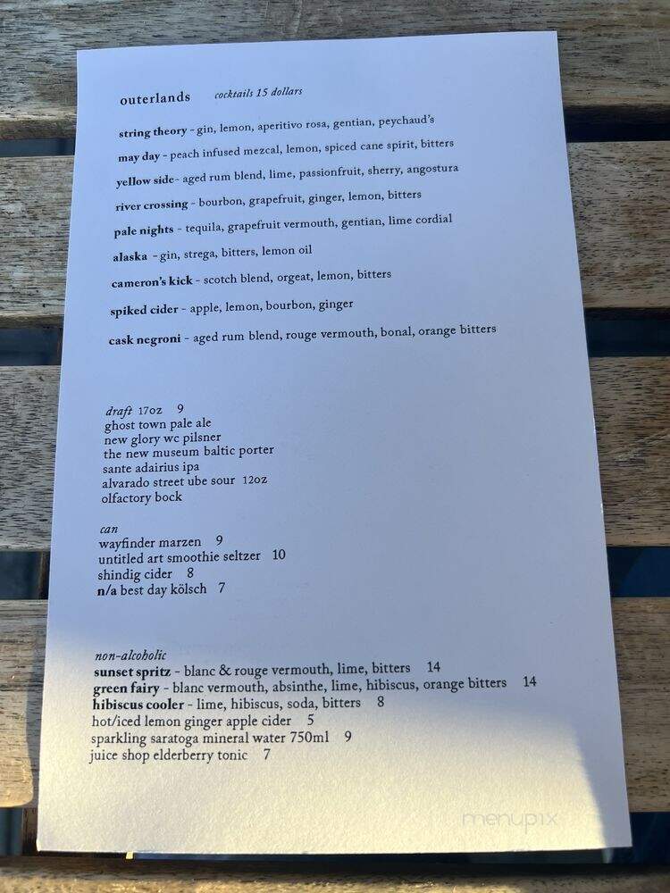 Outerlands - San Francisco, CA menu_pic