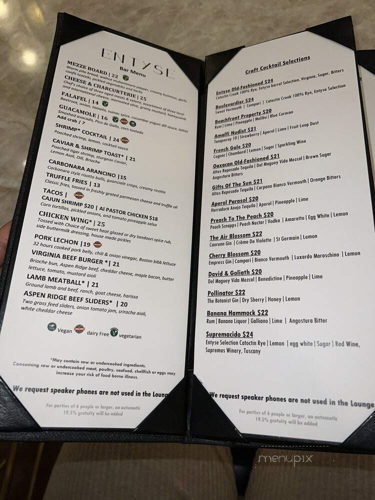 Entyse - McLean, VA menu_pic