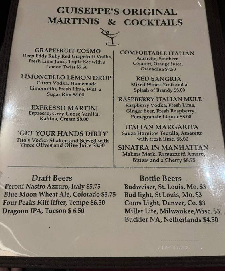 Guiseppes Ristorante Italiano - Tucson, AZ menu_pic